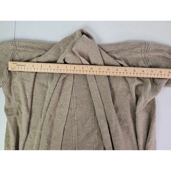DKNY Jeans Women's XS Beige Open Front Shawl Collar Light Long Sleeve Cardigan - Picture 4 of 12